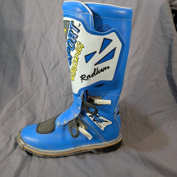 Vintage PRO SPORT Racing Motocross Boots Blue & White - Size 10 - 80s MX Radium - Picture 6 of 11